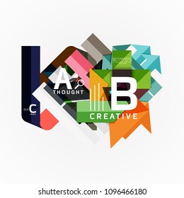 Abstract geometric option infographic banners, a b c steps process. Vector illustration
