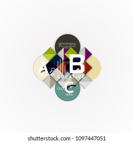 Abstract geometric option infographic banners, a b c steps process. Vector illustration