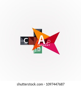 Abstract geometric option infographic banners, a b c steps process. Vector illustration