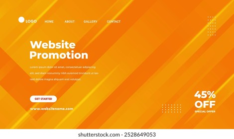 Abstract geometric orange background. Modern website template for landing page