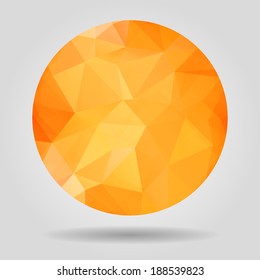 Abstract geometric orange circular shape from triangular faces for graphic design
