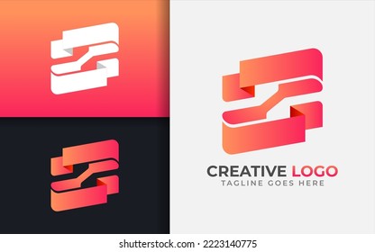 Abstract Geometric Orange Lines Logo Design. Modern Creative Logo, Usable for Business Brand, Tech and Company. Vector Logo Illustration.