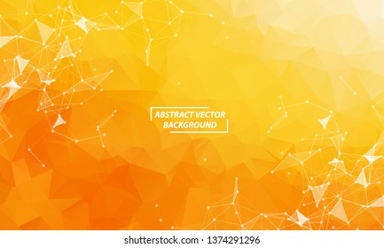 Abstract Geometric Orange Polygonal background molecule and communication. Connected lines with dots. Concept of the science, chemistry, biology, medicine, technology.