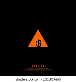 abstract geometric orange triangle BG logo letters design concept in shadow shape