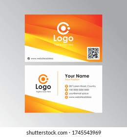 abstract geometric orange yellow business card design, professional name card template vector