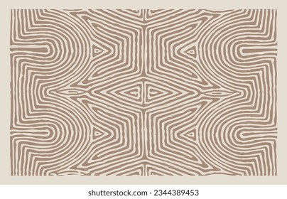 Abstract Geometric Organic Pattern. Maze Lines with Brush Strokes. Modern Printable Background Ornament. Abstract Organic Shape. Grounge Texture Walpaper.