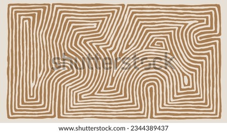 Abstract Geometric Organic Pattern. Maze Lines with Brush Strokes. Modern Printable Background Ornament. Abstract Organic Shape. Grounge Texture Walpaper.