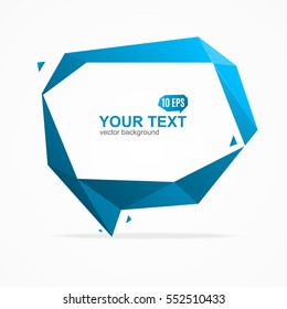 Abstract Geometric Origami Blue Bubble Speech Banner Card. Space for Text, Think. Vector illustration