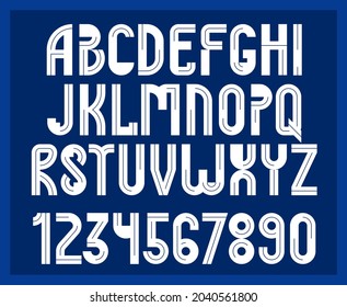 Abstract geometric original font vector typeset, logo creation alphabet minimal tech linear geometry style, stylish square unique tile letters set, uppercase and numbers set.