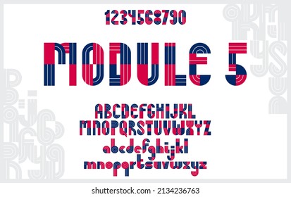 Abstract geometric original font vector typeset, logo creation alphabet minimal tech linear geometry style, stylish square tile letters set, uppercase, lowercase and numbers.