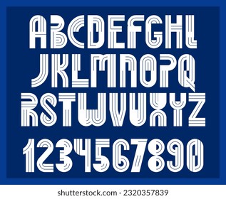 Abstract geometric original font vector typeset, logo creation alphabet minimal tech linear geometry style, stylish square unique tile letters set, uppercase and numbers set.