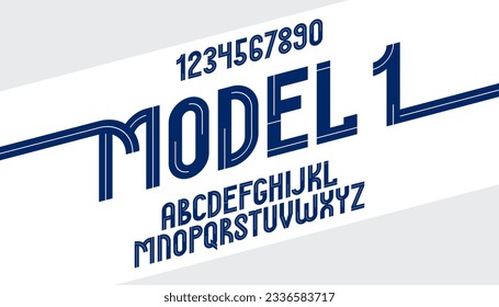 Abstract geometric original font vector typeset, logo creation alphabet minimal tech linear geometry style, stylish square unique tile letters set, uppercase and numbers set.