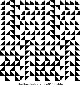 Abstract geometric ornament. Black geometric pattern of triangles. Geometric  black and white ripple