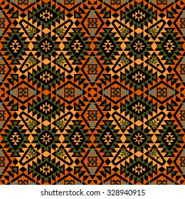 Abstract geometric ornament in ethnic style seamless pattern