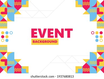 Abstract geometric ornament for events, art performances, posters, and other publications. Colorful abstract background using light blue, yellow, and magenta.