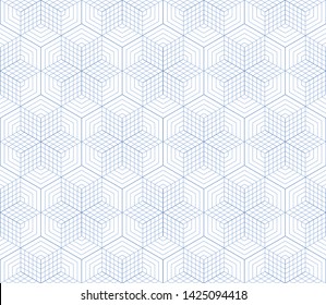 Abstract geometric ornament Intersecting lines. Linear monochrome pattern with crossing thin lines. Stylish  design. Vector illustration. Seamless pattern for textile printing, packaging, wrapper.