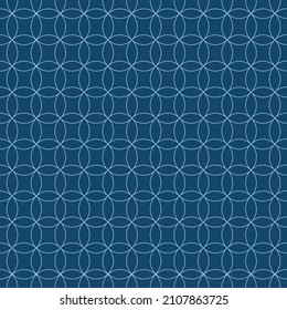 Abstract geometric ornament. Light blue circles on a blue background. Vector illustration.
