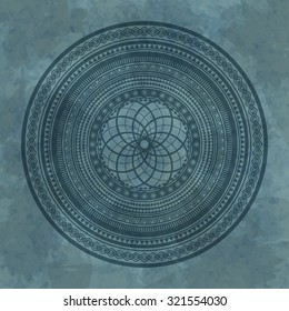 Abstract geometric ornament on a stone background