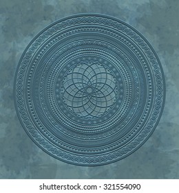 Abstract geometric ornament on a stone background