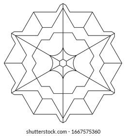 Abstract geometric ornament. One of a series of decorative pattern background for print, clothes, fabrics or tiles. Vector illustration the black contour on a white backdrop