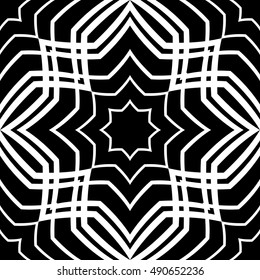 Abstract geometric ornament. Vector black and white pattern. Simple seamless background.