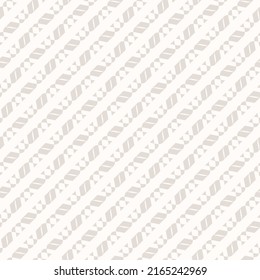 Ornamento geométrico abstracto. Patrón de vectores sin fisuras con rayas diagonales, líneas curvadas, formas talladas, rejilla. Elegante textura de fondo blanco y beige claro. Decoración moderna y delicada