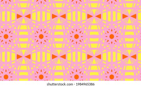 Abstract Geometric Ornamental Mosaic Ethnic Cathedral Glass Lace Motifs Seamless Vector Pattern Isolated Background