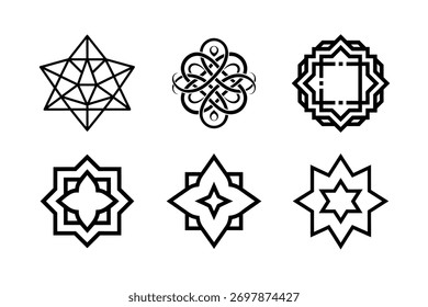 Abstract geometric ornamental vector shapes icons collection design