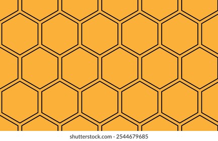 Modelo geométrico abstracto del hexágono del contorno en naranja.