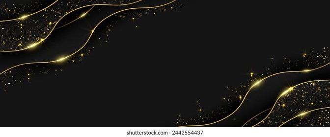 Abstract. Geometric overlab shape black and gold background. luxury background. Vector.