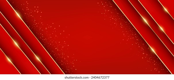 Abstract. Geometric overlab shape red and gold background. luxury background. Vector.