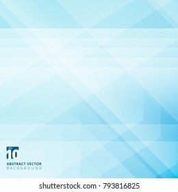 Abstract geometric overlay on blue background with diagonal stripes. Technology and dynamic motion. For ad, print, brochure, flyer, poster, magazine, booklet, leaflet. Vector illustration