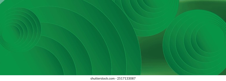 Sobreposição geométrica abstrata sobre fundo verde escuro. Formas de círculo de gradiente verde modernas. Estilo minimalista.