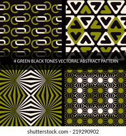 Abstract geometric pack.Vector illustration. Green Black color texture.