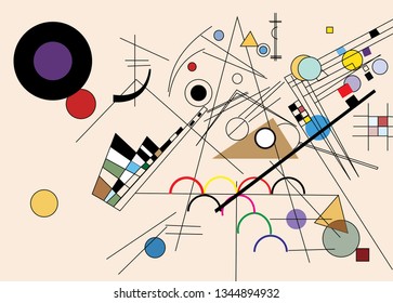 Abstract Geometric Painting. Abstract Artwork Of Expressionism. Design For Wall Graphics, Poster And Painting.