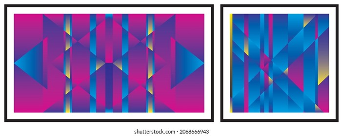 Abstract Geometric Painting for Poster, Wall Decoration, Postcard, Social Media Banner, Brochure Cover Design Background. Vector Pattern. Modern Abstract Painting Artwork. 