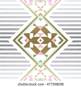 Abstract geometric pale blue, silver and gold seamless background. Simple modern pattern suitable for textiles, papers, wallpapers, cards and scrapbooking. Seamless.