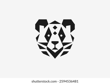 Abstract Geometric Panda Logo – A minimalist geometric panda, representing harmony, balance, and peace.