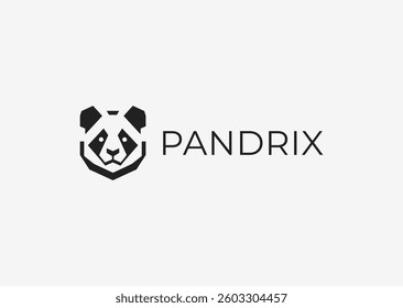 Abstract Geometric Panda Logo – A stylized panda using geometric shapes, symbolizing balance, nature, and harmony.