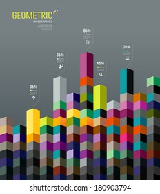 Abstract Geometric paper infographic, background for business design, vector illustration