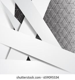 abstract geometric paper white and gray color  background,vector illustration