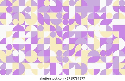 Abstractas fondo geométrico pastel.  Diseño moderno y elegante con semicírculos y cuadrados de color púrpura y crema. Ideal para Sitios web, presentaciones y redes sociales.