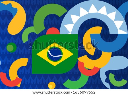 Abstract geometric pattern 2026 Soccer International competition Brazil flag color sport element soccer ball player carnival pattern football Championship Conmeball Copa America Argentina Columbia art vector template