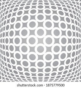 Abstract geometric pattern in 3D convex spherical shape. Vector art.