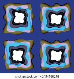 Abstract geometric pattern. 3d paper layers cut out colorful wave background. Origami cut out abstract waves for web background design.