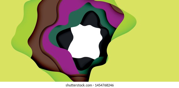 Abstract geometric pattern. 3d paper layers cut out colorful wave background. Origami cut out abstract waves for web background design.