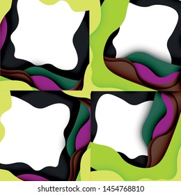 Abstract geometric pattern. 3d paper layers cut out colorful wave background. Origami cut out abstract waves for web background design.
