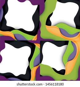 Abstract geometric pattern. 3d paper layers cut out colorful wave background. Origami cut out abstract waves for web background design.