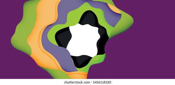 Abstract geometric pattern. 3d paper layers cut out colorful wave background. Origami cut out abstract waves for web background design.