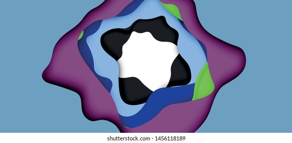 Patrón geométrico abstracto. Las capas de papel 3d cortan el fondo colorido de las olas. Origami recorta ondas abstractas para el diseño de fondo web.
